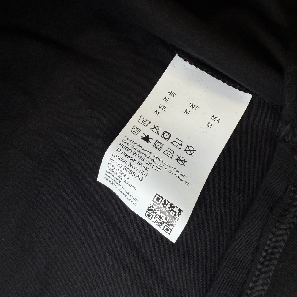 Hugo Boss Mens Black V-Neck T-Shirt Short Sleeve Tonal Logo Size M - Picture 7 of 11